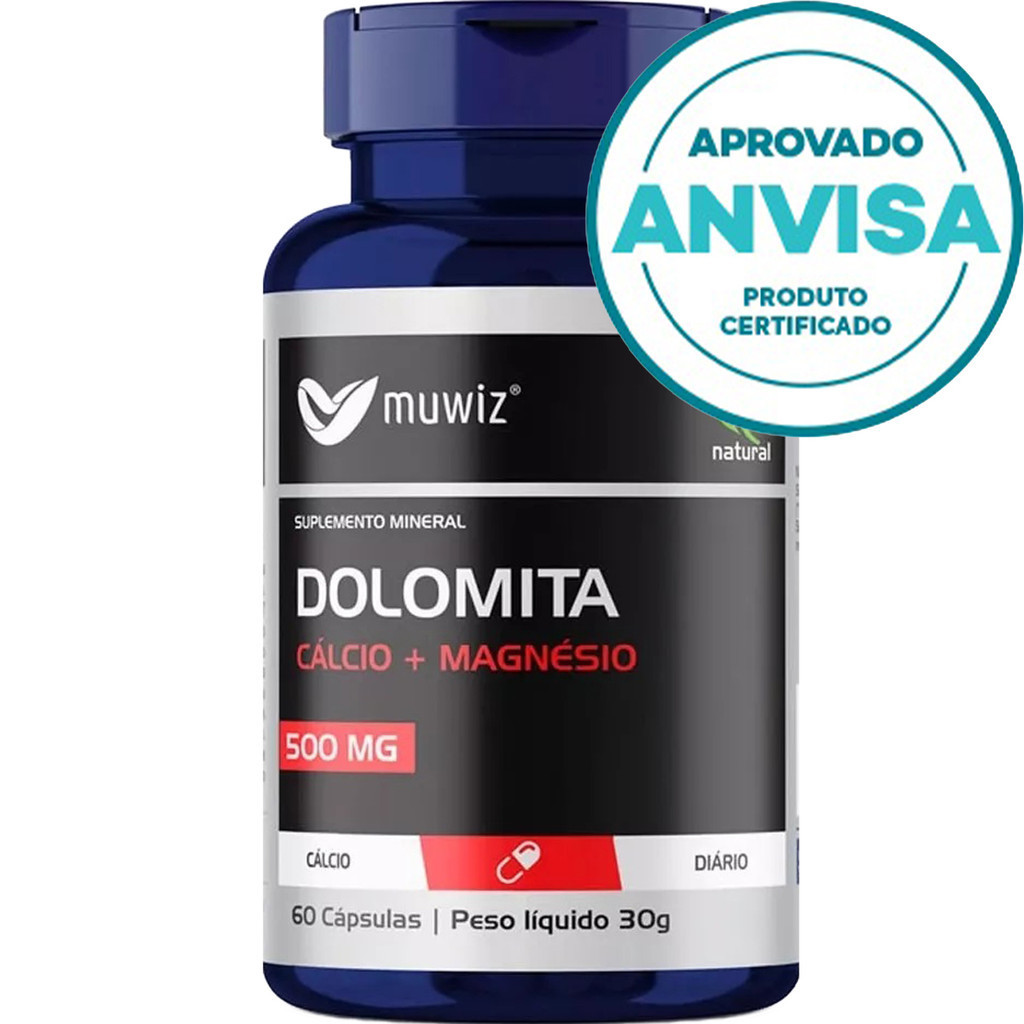 Dolomita ( Cálcio + Magnésio ) 60 Cápsulas 500mg - Muwiz