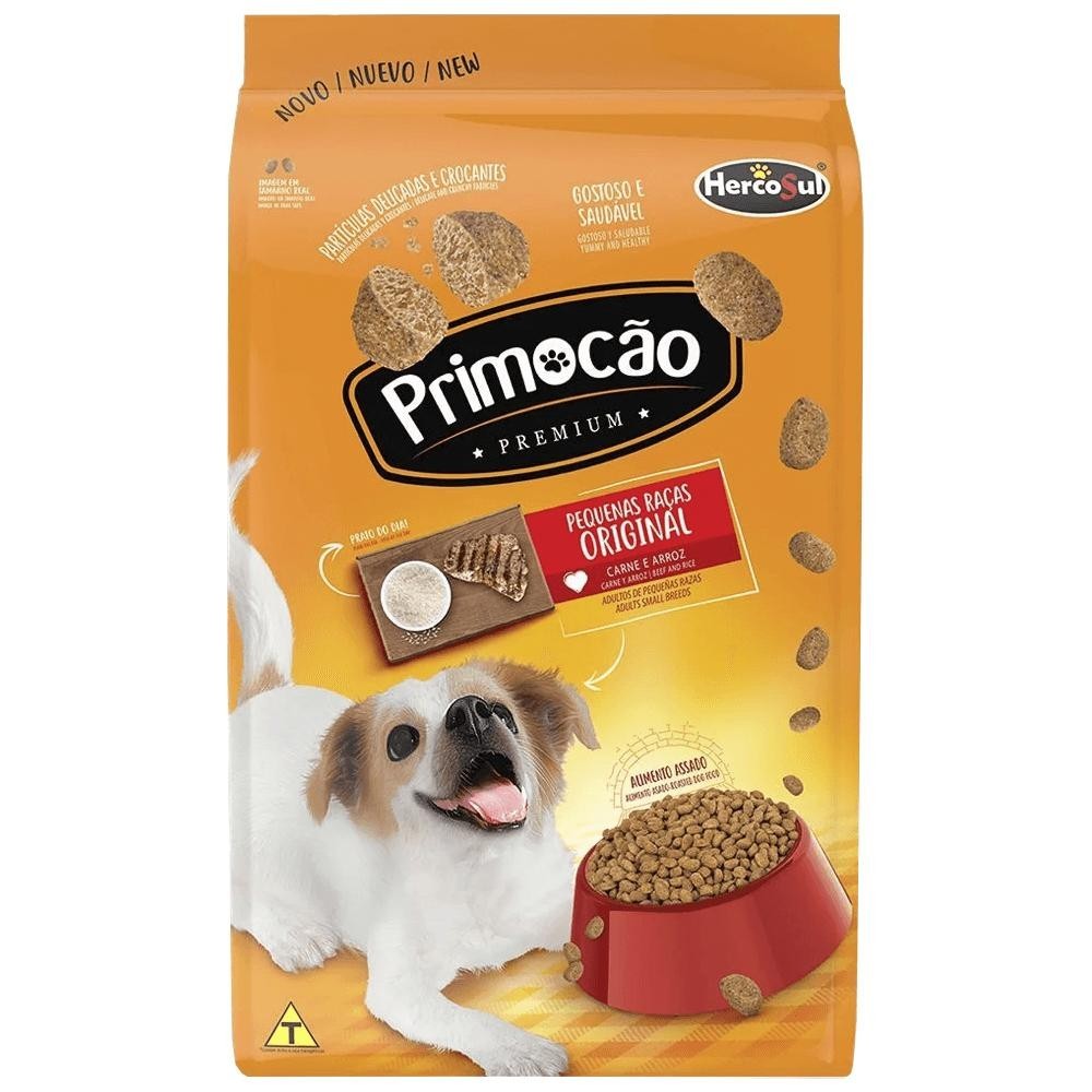 Ração Hercosul Primocão Premium, Original Carne e Arroz 10,1Kg - Pets