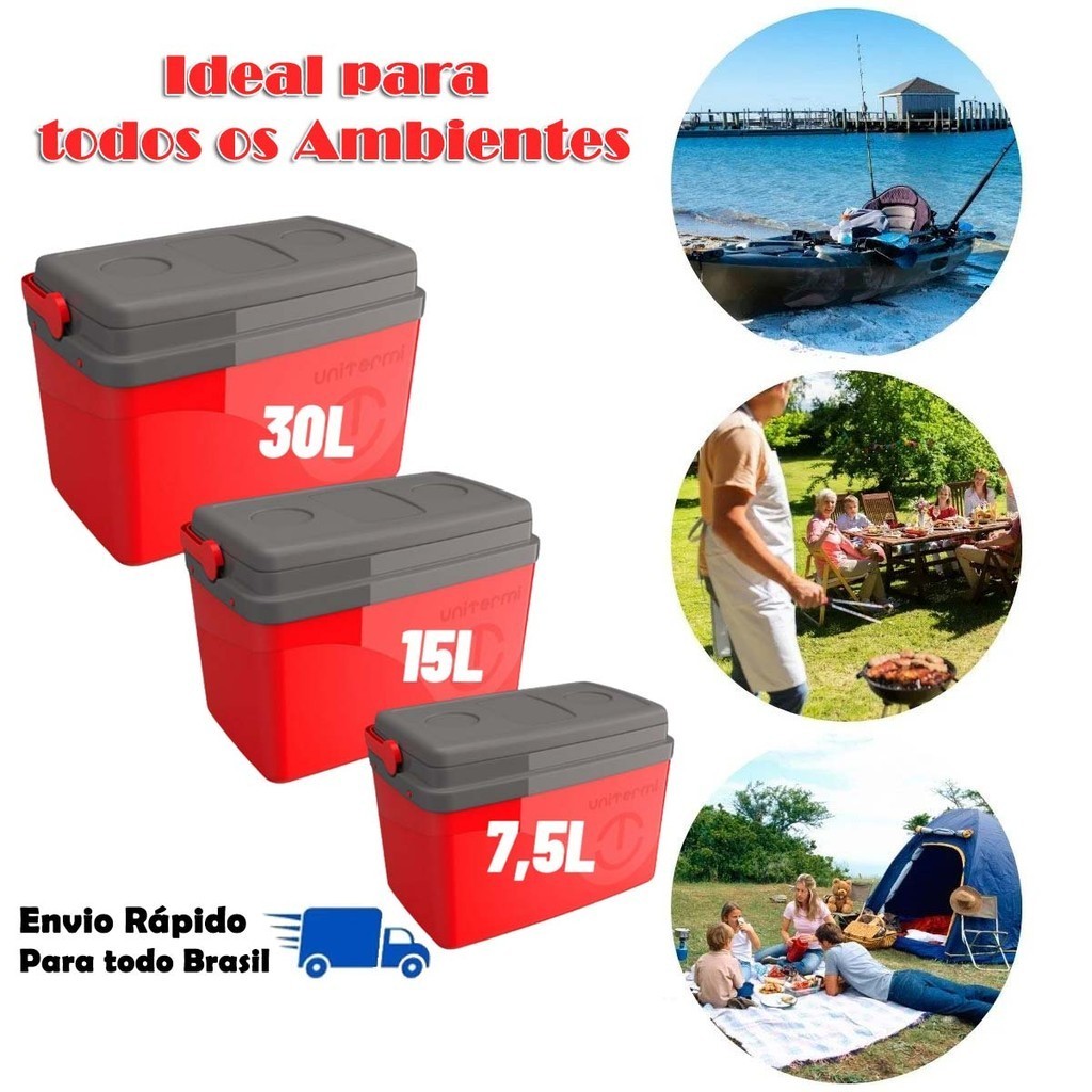 Caixa Térmica Cooler com Alça Compacto Praia Pesca Camping Unitermi