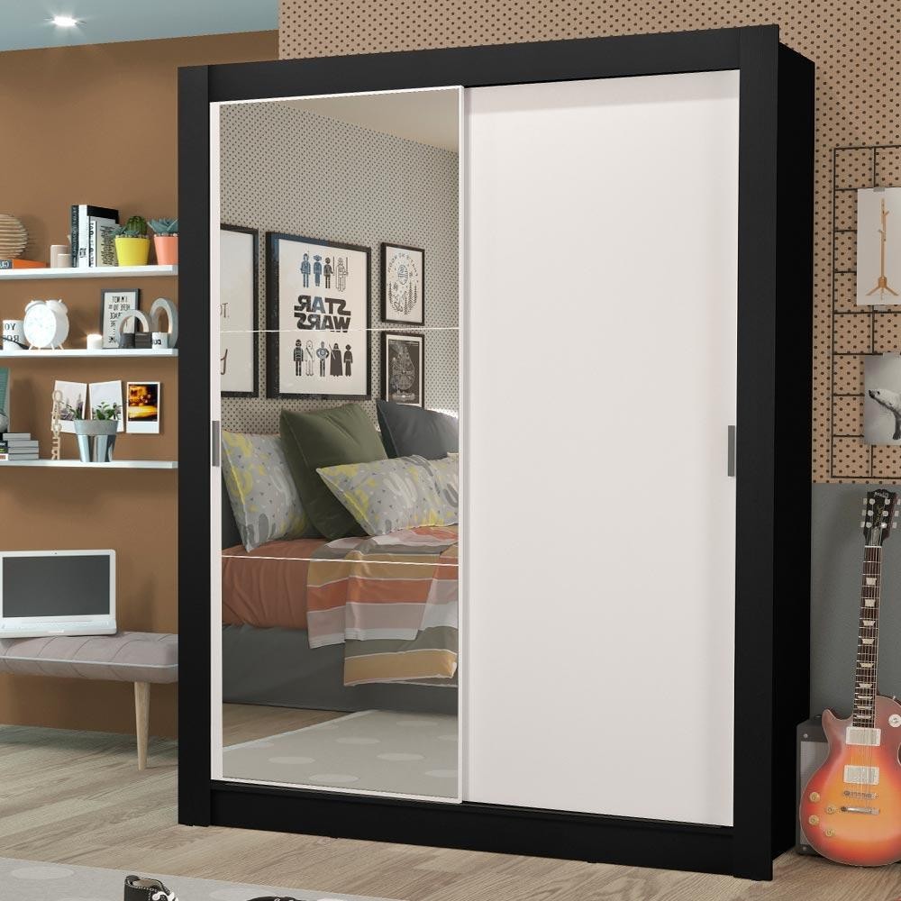 Guarda-Roupa Solteiro Madesa Dallas Plus 2 Portas de Correr com Espelho 4 Gavetas em Oferta na Shopee