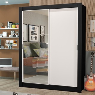 Guarda-Roupa Solteiro Madesa Dallas Plus 2 Portas de Correr com Espelho 4 Gavetas em Oferta na Shopee