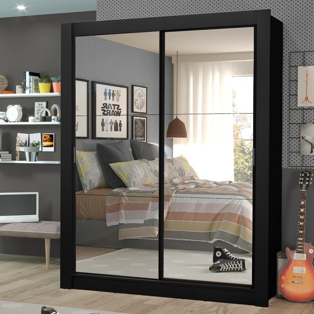 Guarda-Roupa Solteiro Madesa Dallas Plus 2 Portas de Correr de Espelho 4 Gavetas - Home & Living