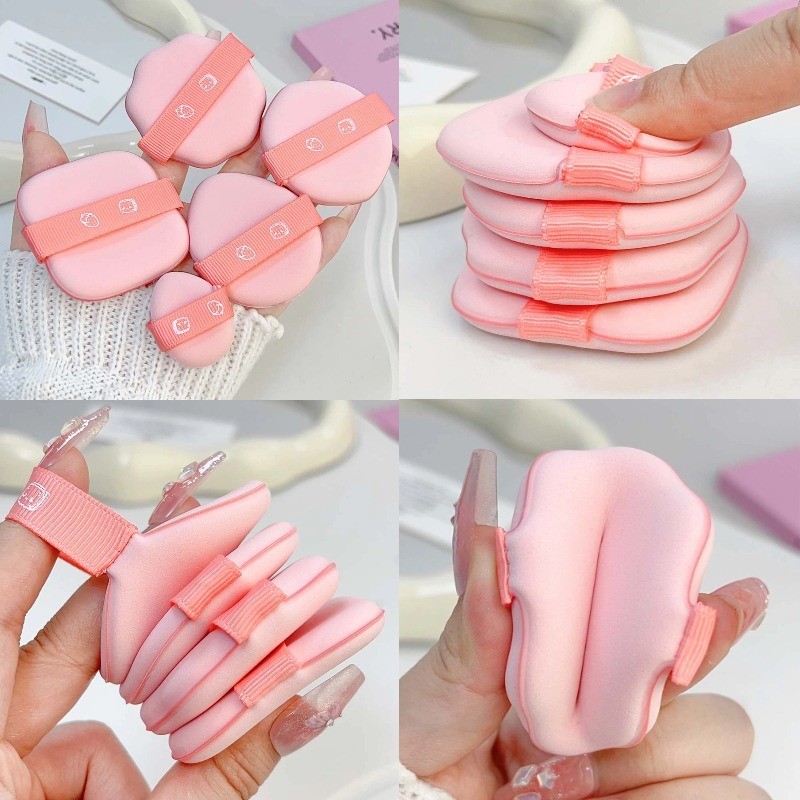 5Pcs Upgrade Strawberry Pink Soft Air Cushion Puff Concealer Escova De Limpeza Com Almofada De Ar Macia Para Uso Úmido E Seco Esponjas Misturadoras De Maquiagem Ferramenta De Base Cosmética