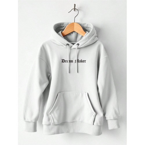 Blusa de Frio Moletom Canguru Estampado Oversized Dream Maker Frase Grafite Moda Hip Hop Trap Rap(Cinza,G)