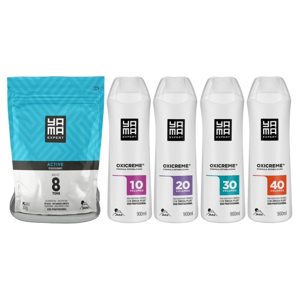 Pó Descolorante Tradicional + Oxigenada 900ml Grande Profissional 8 Tons Yama 300g - Monte Seu Kit em Oferta na Shopee