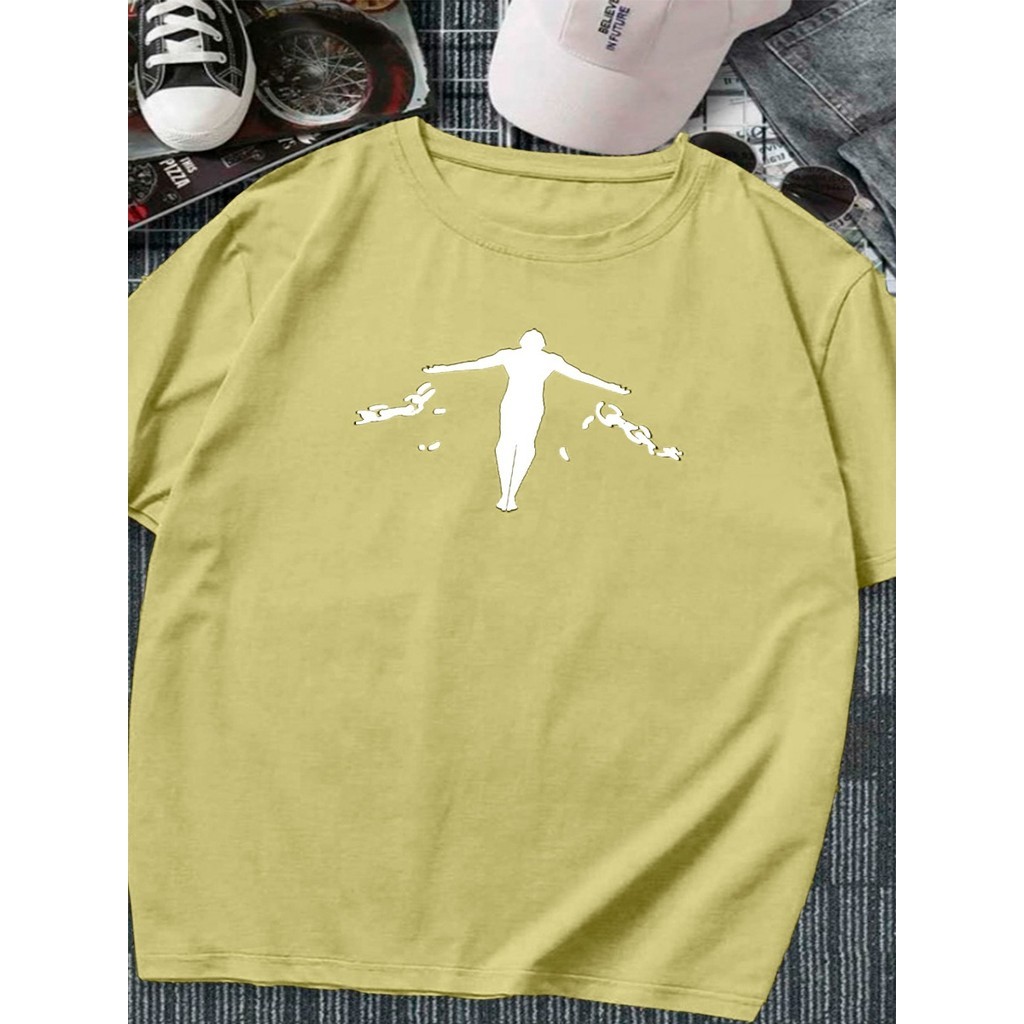 Camiseta Estampa Humano Solto  Camisa Poliéster Unissex T Shirt Larga Personalizada Moderna 