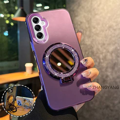 Capa Para Samsung A04s A05s Silicone Fosco TPU De Telefone Estética Espelho Função Suporte Novo design anti Queda Caso M