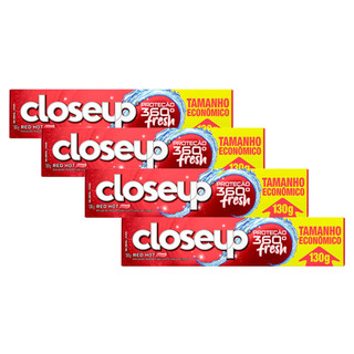 Kit 4 Creme Dental em Gel Closeup Proteção 360º Fresh Red Hot 130g em Oferta na Shopee