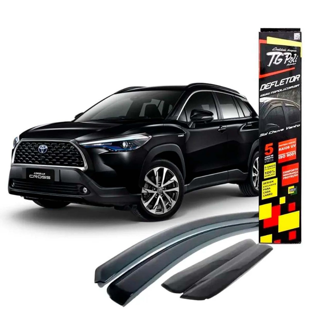 Calha de Chuva Toyota Corolla Cross 2021 a 2026 TG Poli Defletor 4 portas Protetor Janelas Fumê em Oferta na Shopee
