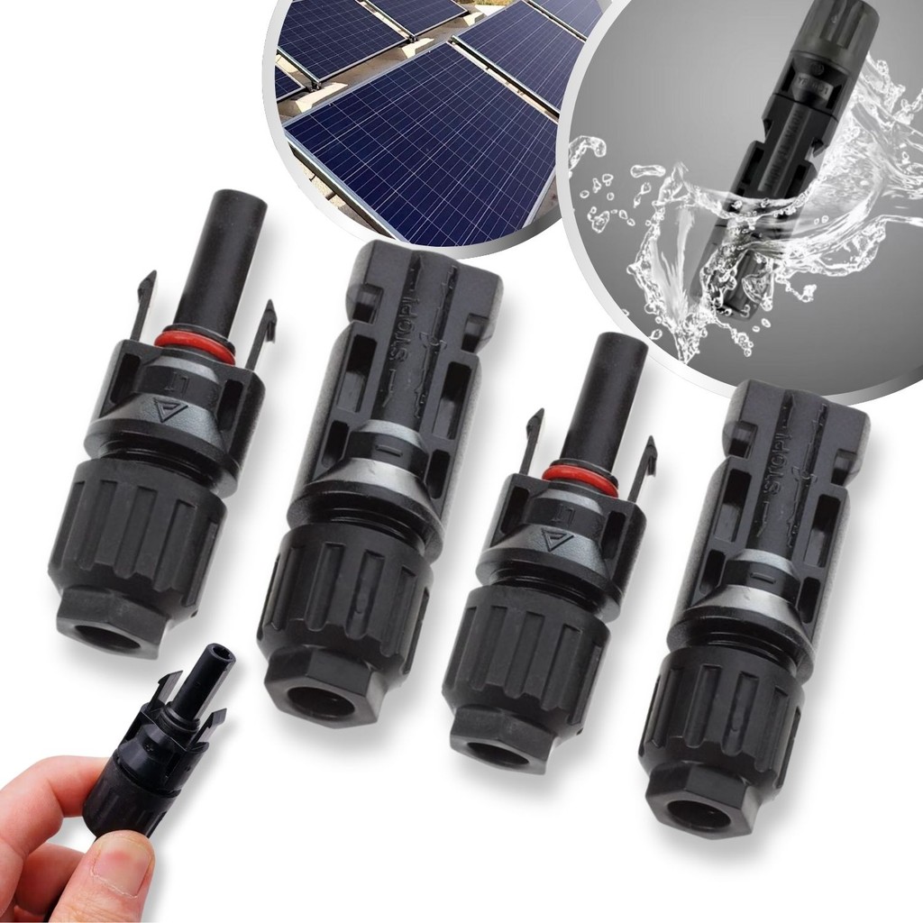Kit 2 Pares de Plug Terminal Conector MC4 Cabo Painel Energia Solar Placa Fotovoltaica Inversor