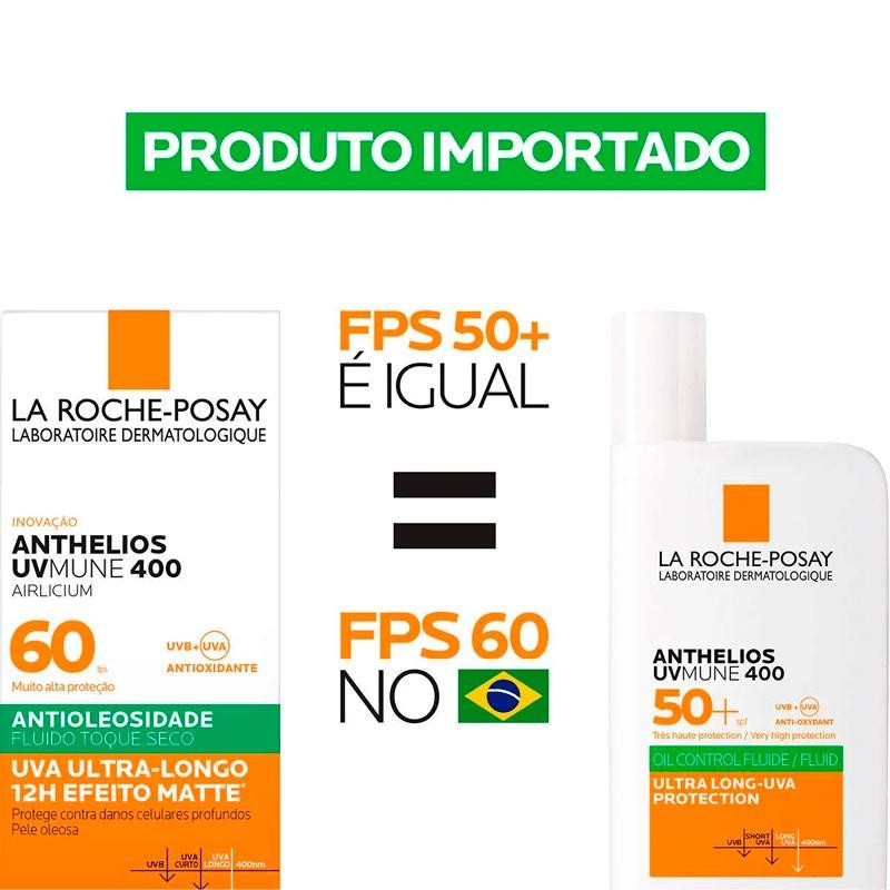 Protetor Solar Facial La Roche-Posay Anthelios UV Mune 400 Airlicium Antioleosidade FPS50+ 50ml em Oferta na Shopee