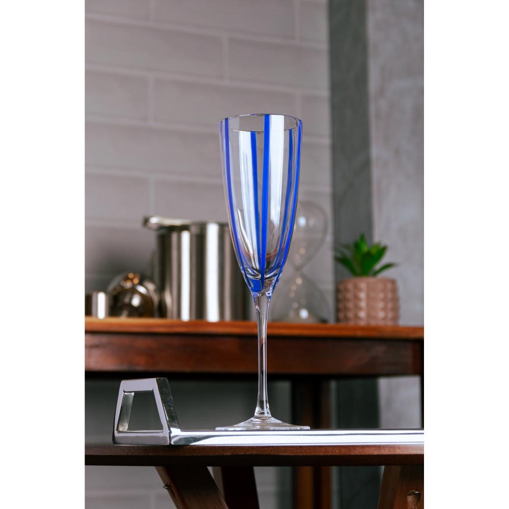 2 Taças para Champanhe Azura 200ml Azul Vidro Wolff · foto 2