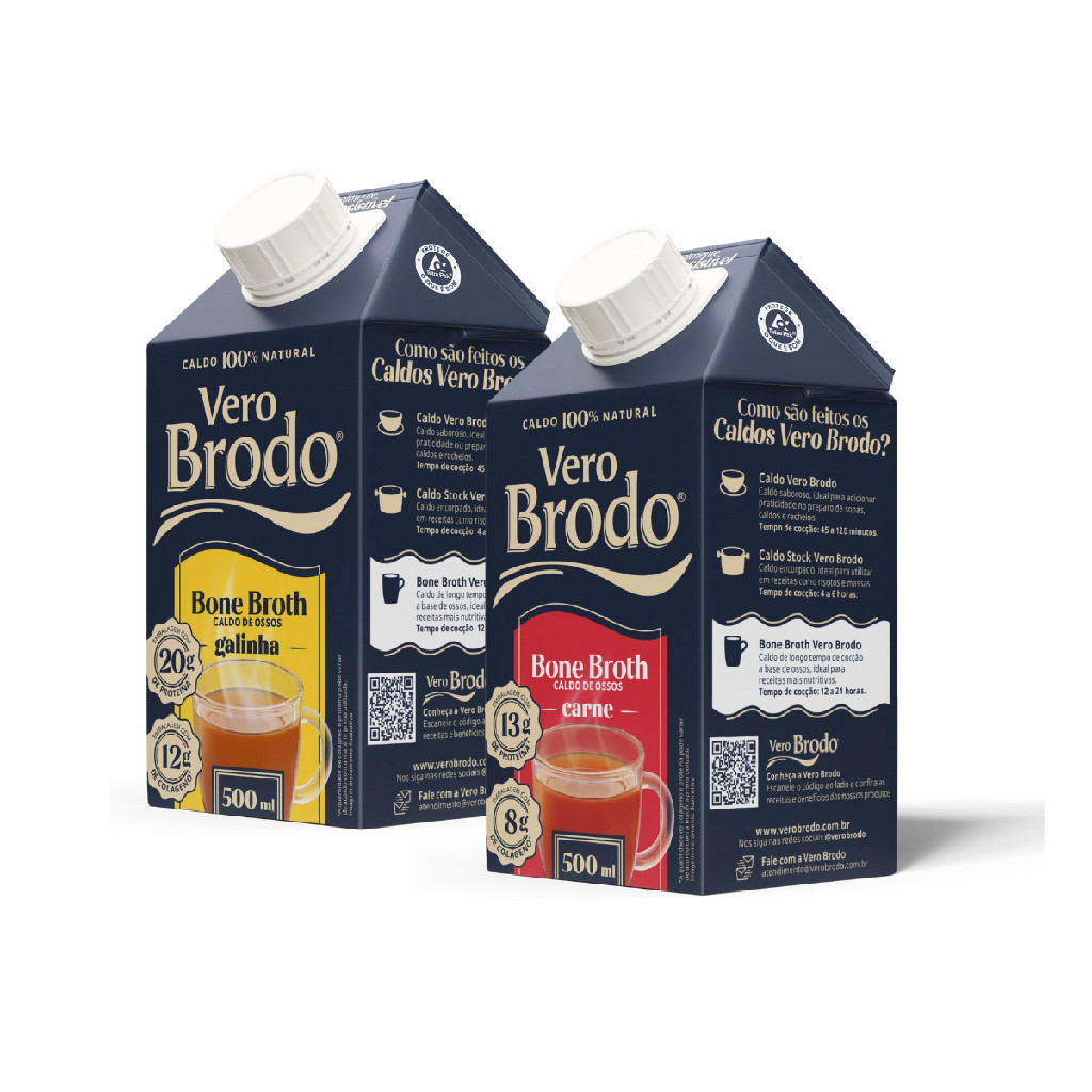 Kit 2 Caldos Osso Broth Bovino Galinha 500ml Vero Brodo - Food & Beverages