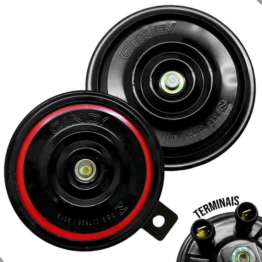 Par de Buzina Automotiva Tipo Paquerinha Grave e Agudo 12V - Original Cinoy Universal Todos Carros - Spare Parts and Accessories for Vehicles