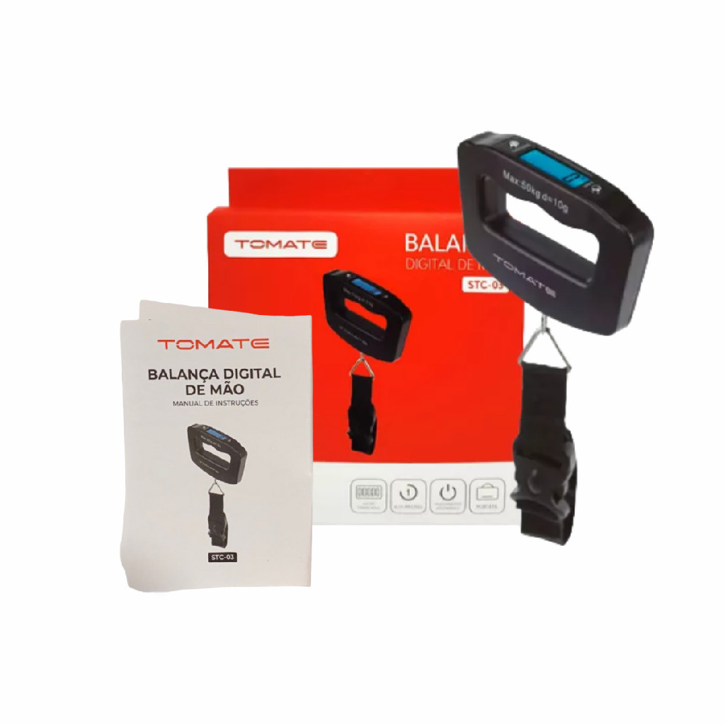 Imagem Balança De Mão Portátil Leve Com Visor Digital LED Para pesagem precisa de Mala Bagagem de Aeroporto Mede 0g Até 50 Kg