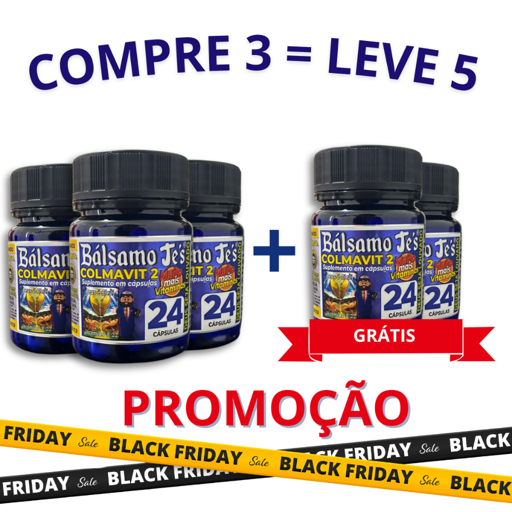 Kit 05 Frascos COLMAVIT 2 Black Premium -  Importado - 24 Cápsulas