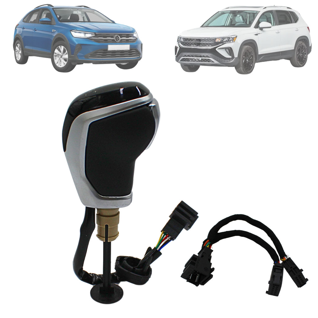 Manopla De Cambio Automático T-Cross Taos Tiguan Polo Virtus Nivus Com Led Acetinado 2020 Até 2025