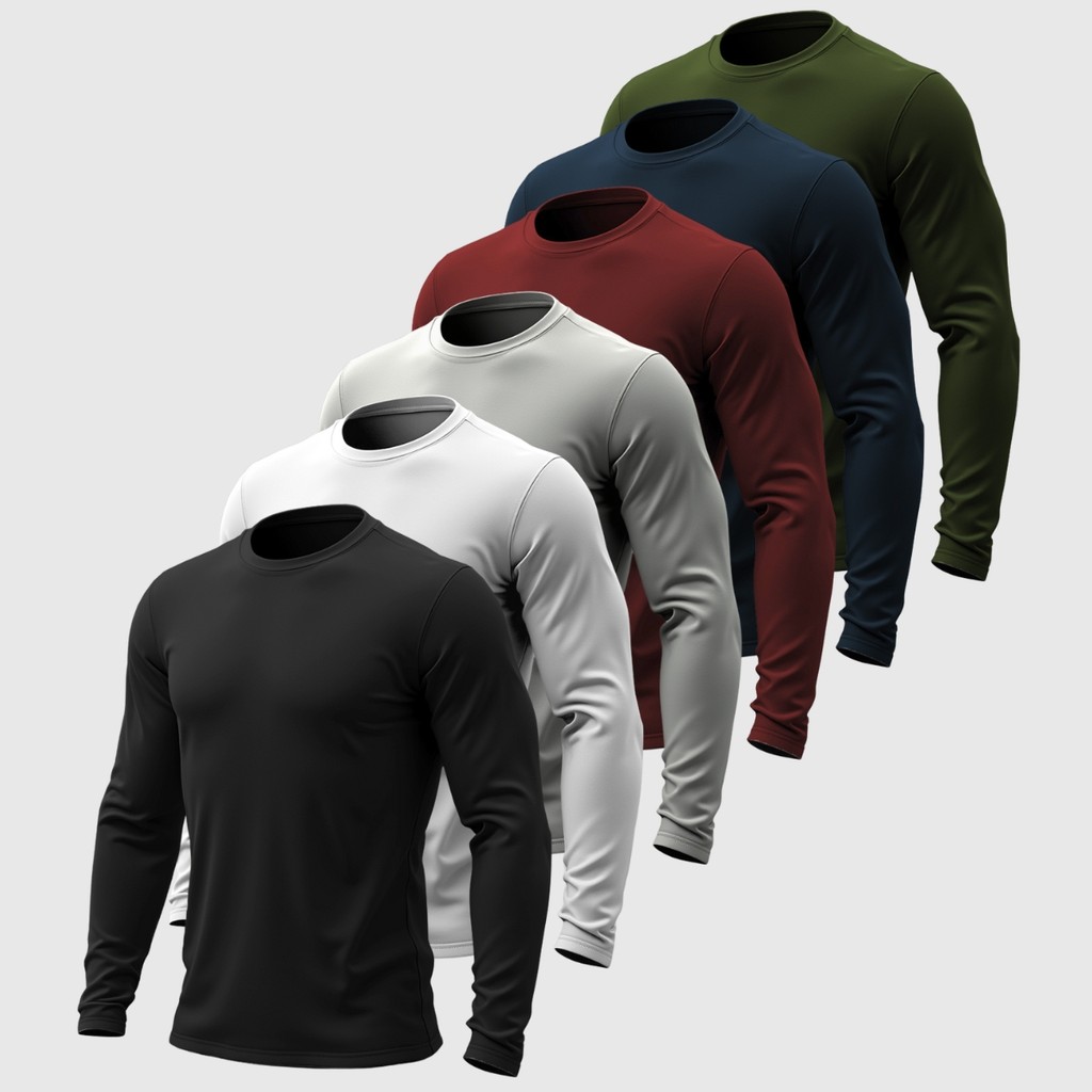 Camiseta Masculina Manga Longa Lisa Algodão Gola Redonda Fafenix Original