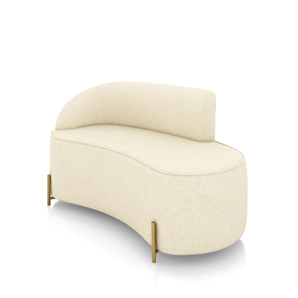 Sofá 2 Lugares Orgânico 140cm Pé Dourado Morgan Linho D03 - D'Rossi