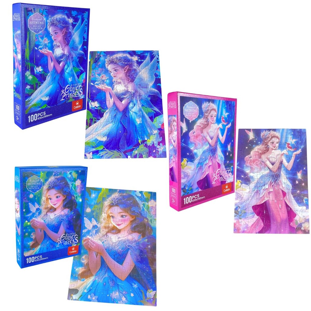 Quebra Cabeça Princesas Com Glitter 100 Peças - Castela em Oferta na Shopee
