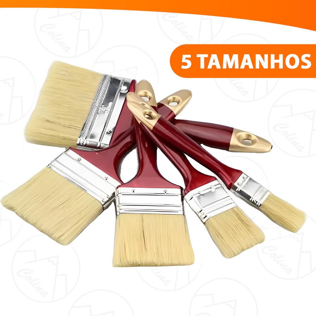 Kit 5 Pincéis Trincha Para Construção Multiuso Pintura Tamanhos Variados em Oferta na Shopee