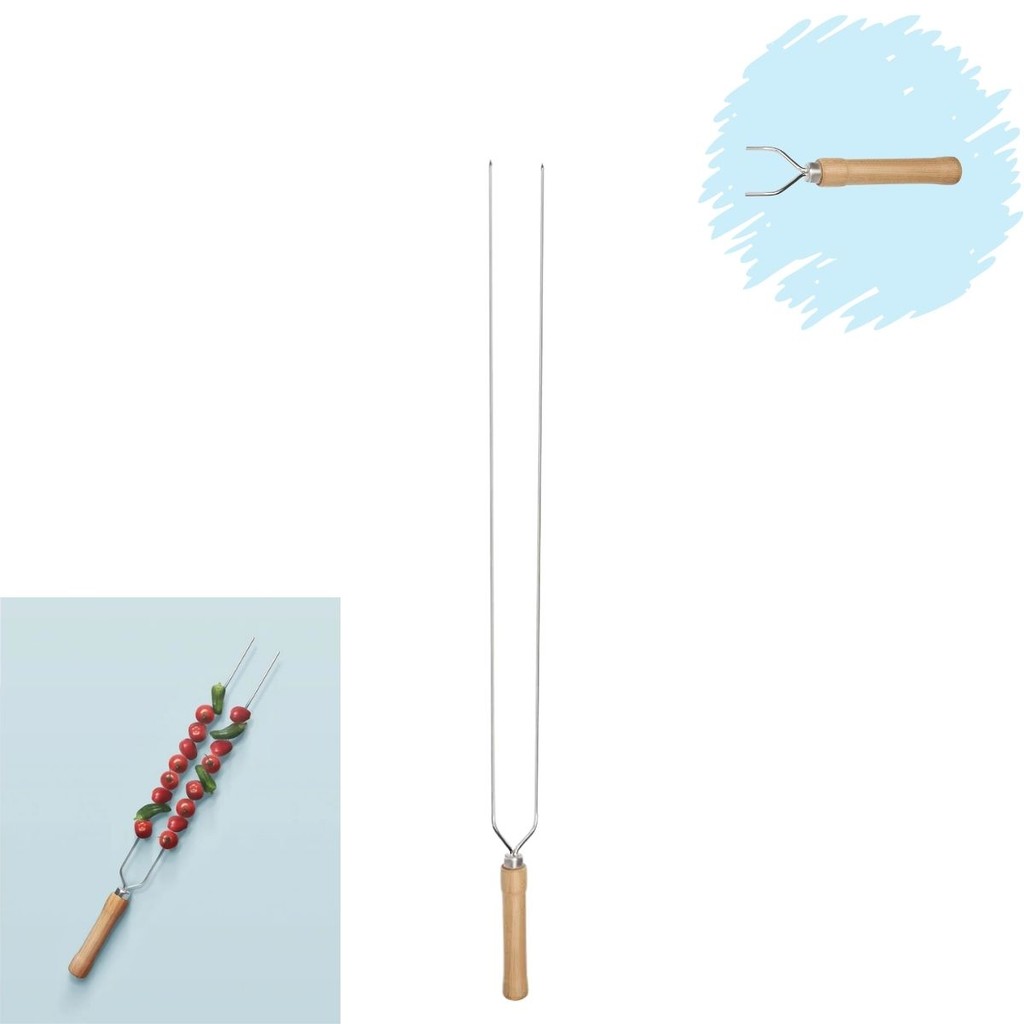 Espeto Duplo Aço Cromado 75cm Churrasco Mor Profissional