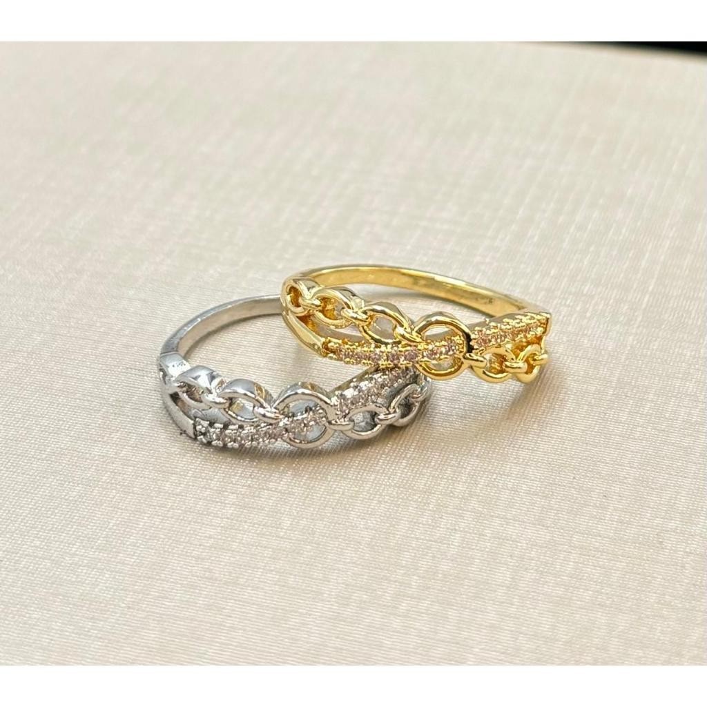 Anel De Corrente Trançada Amor Para Mulheres Acessórios De Jóias Banhado a Ouro 18k e Prata 925 Fashionable