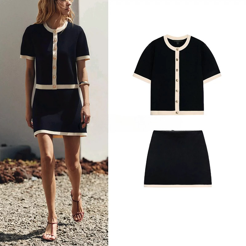 Za primavera verão novo estilo feminino manga curta em torno do pescoço jaqueta de malha2142014 Mini saia de malha K2142 em Oferta na Shopee