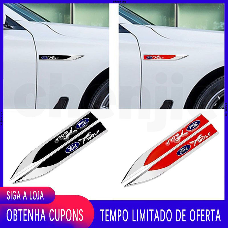 Para Ford 2 Peças Adesivo De Carro Emblema Lateral Da Porta 3D Etiqueta De Folha De Metal Acessórios De Decoração