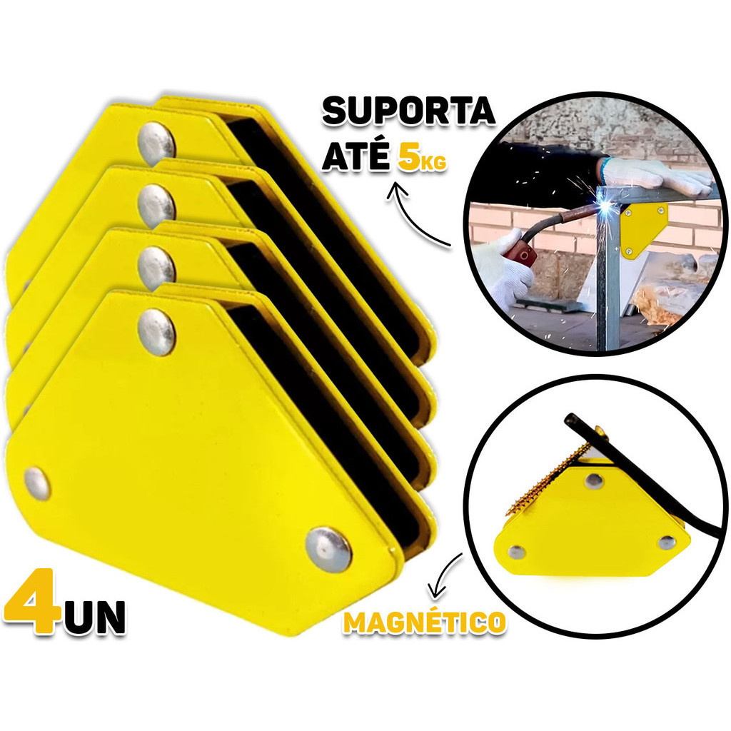 Esquadros Magnéticos Multiuso Reforçado Profissional Para Marcenaria Carpintaria Suporta Até 5kg 4 Und em Oferta na Shopee