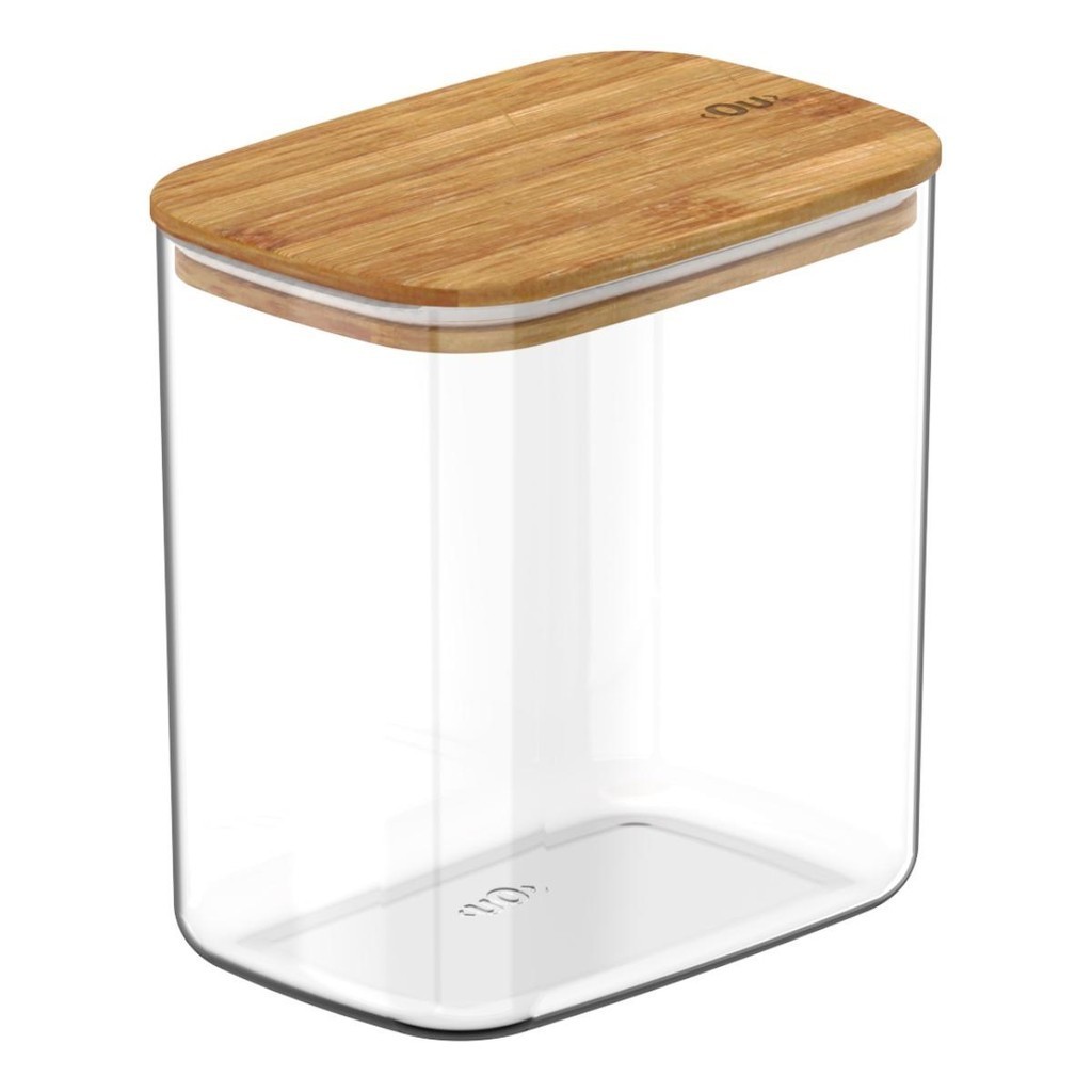 Pote Hermético Tampa De Bambu Organizador 1,5 L Retangular