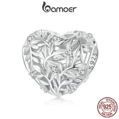Bamoer 925 Sterling Sliver Charm Leaves Design Pendant Acessórios Para Pulseiras Meninas Femininas