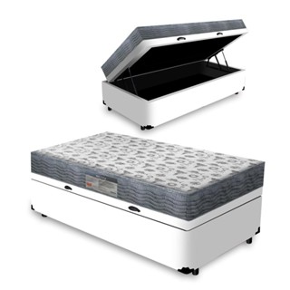 Cama Box Baú Solteiro Branca + Colchão D33 - Ortobom - Iso 100 78x188x60cm em Oferta na Shopee