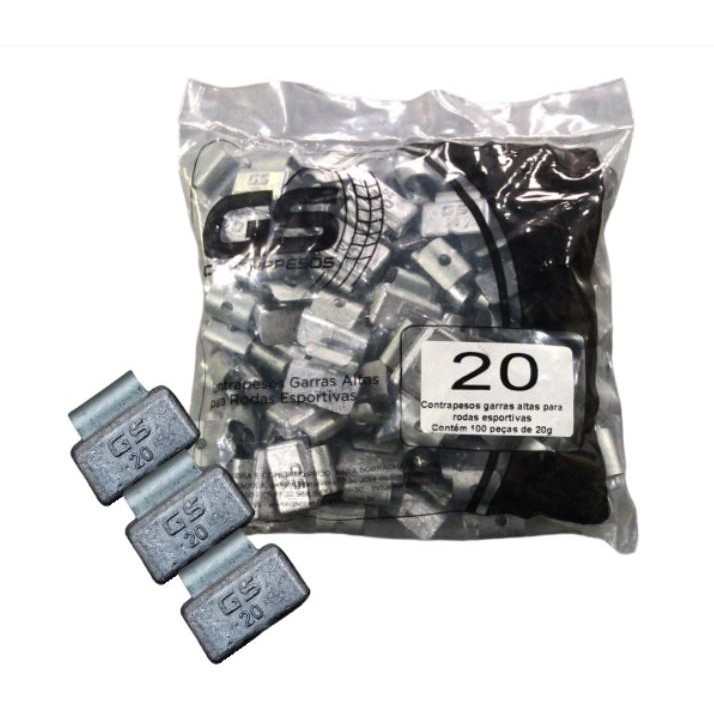 Chumbo para Balanceamento Garra Alta 20 Gramas Pacote Com 100 Pecas em Oferta na Shopee