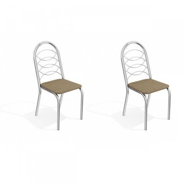 Conjunto 2 Cadeiras para Sala de Jantar Holanda Metal Cromado/Capuccino