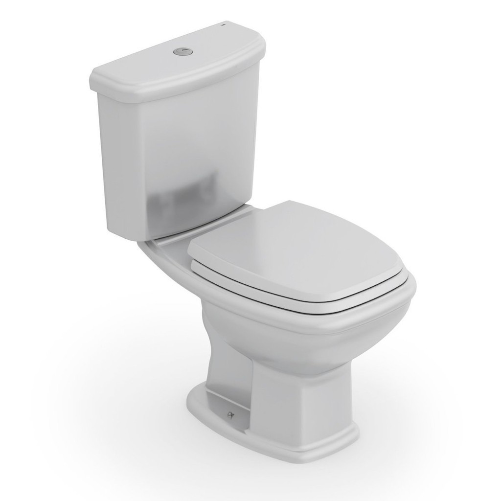Kit Vaso Sanitário com Caixa Acoplada e Assento Soft Close Fit Plus Celite Cinza Prata Brilhante - Home & Living