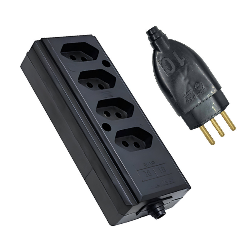 Kit 1x Tomada em Barra Hercules Quíntupla 1 Tomada PRE 066538 + Plug 061571 10A InterNEED
