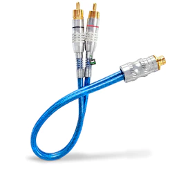 Cabo Y RCA Blindado Plug Metal 2 Machos 1 Fêmea 5mm 30cm