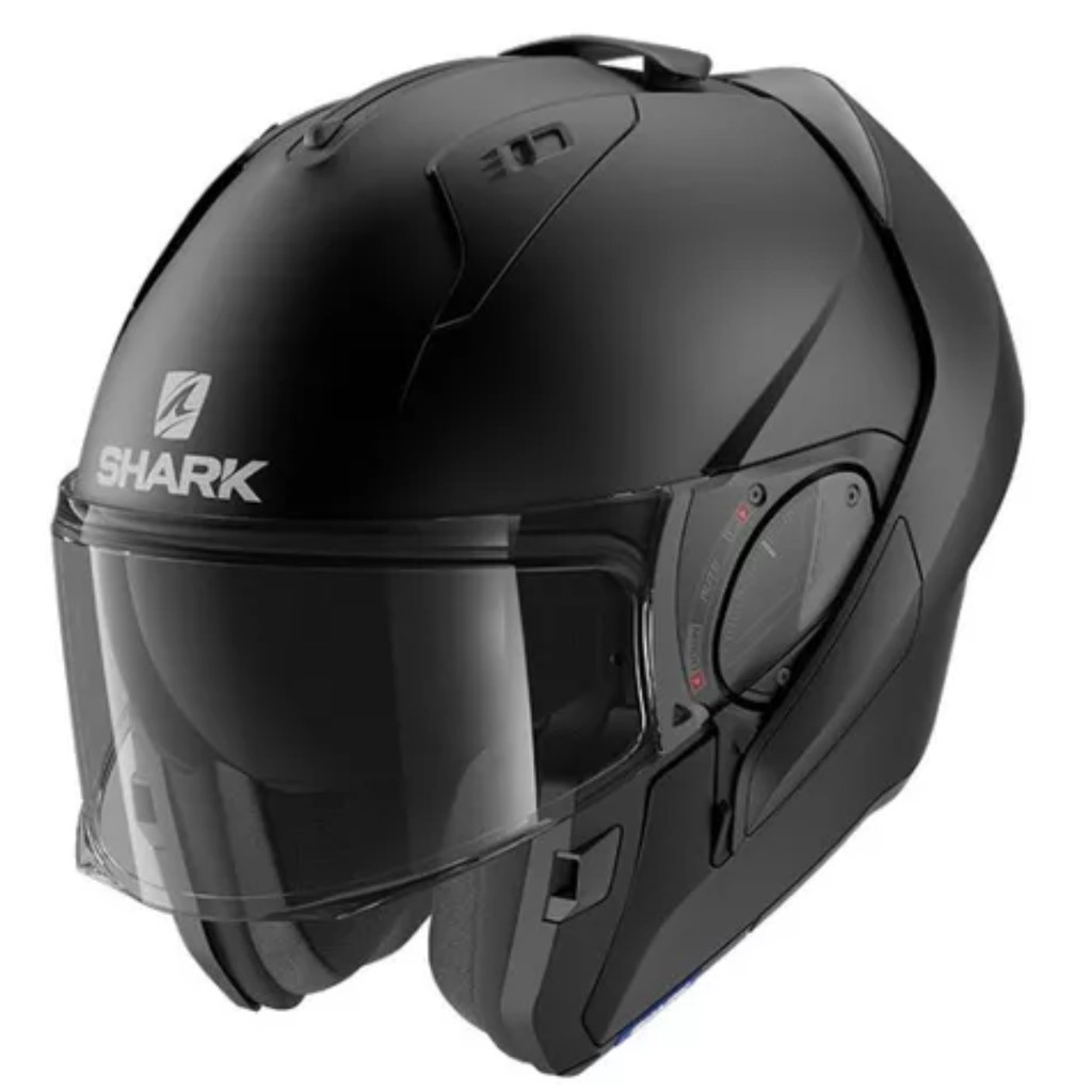 Capacete Shark Evo Blank Mat Preto Fosco Articulado Pinlock