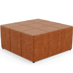 Puff Decorativo Para Sala de Estar Quadrado Milano 90x90cm W01 Couríssimo Camel - Lyam Decor