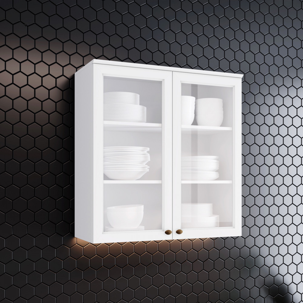 Armário Aéreo de Cozinha 80 Cm 2 Portas com Vidro Amy Casa 812