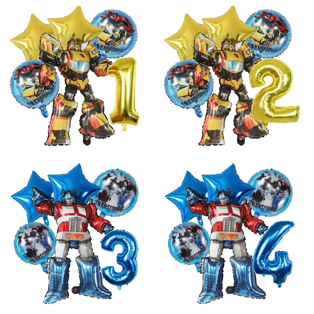 6Pcs Transformadores Balões De Aniversário Folha De Alumínio Decoração Festa Temática Das Abelhas Baby Shower Supplies Boy Kids Cars Robot Toys em Oferta na Shopee