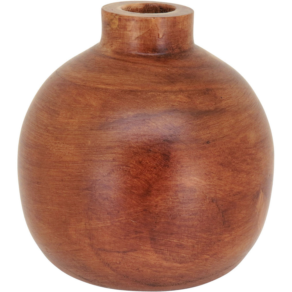 VASO DECORATIVO ENFEITE CASA MADEIRA 17x17x17cm NATURAL