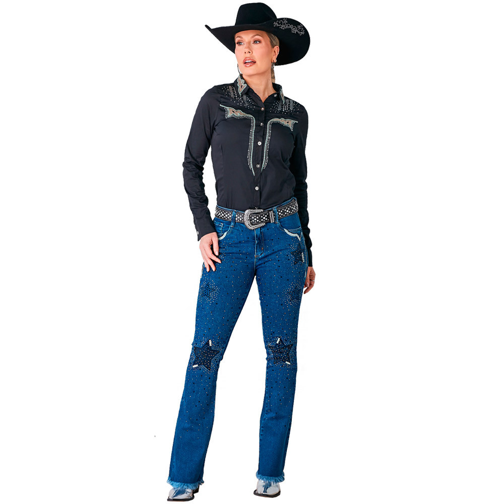 Calca Country Feminina Com Brilho Estrela Minuty