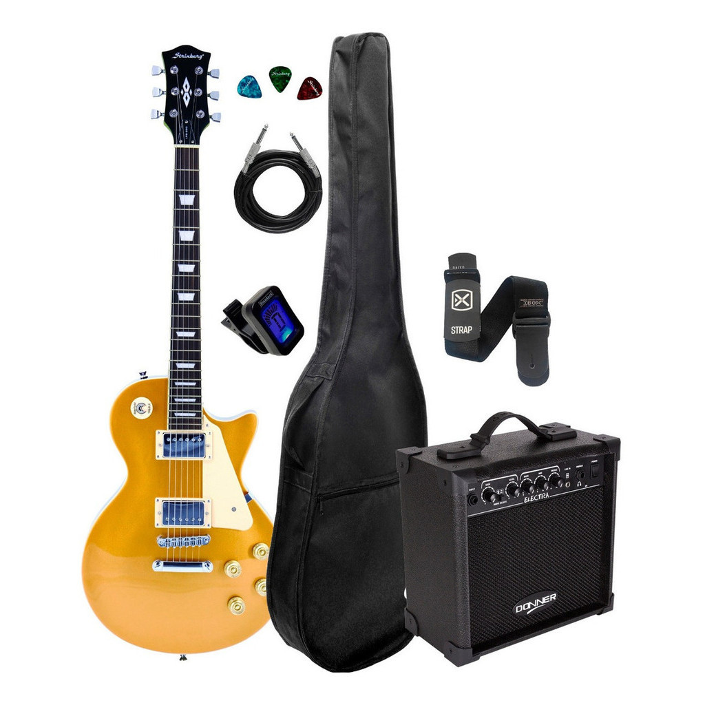 Guitarra Les Paul Gold Lps 230 Gd Kit Capa Cubo Acessorios