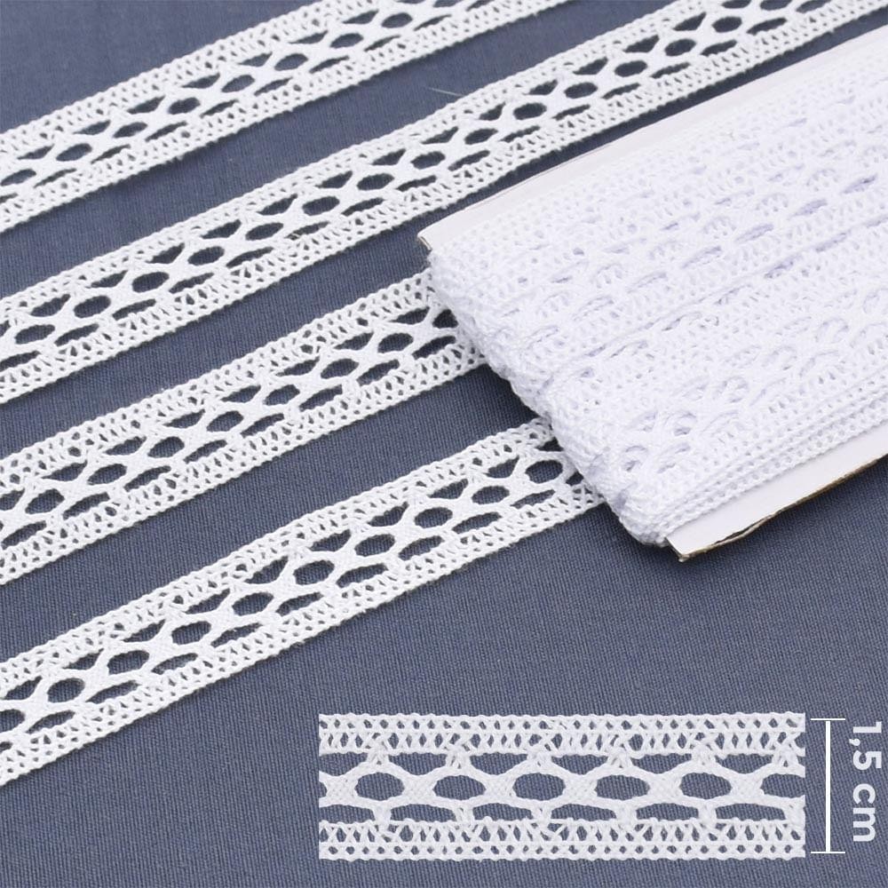 Renda de Algodão ArtePunto RA040 Branca 1,5cm - 10 Metros
