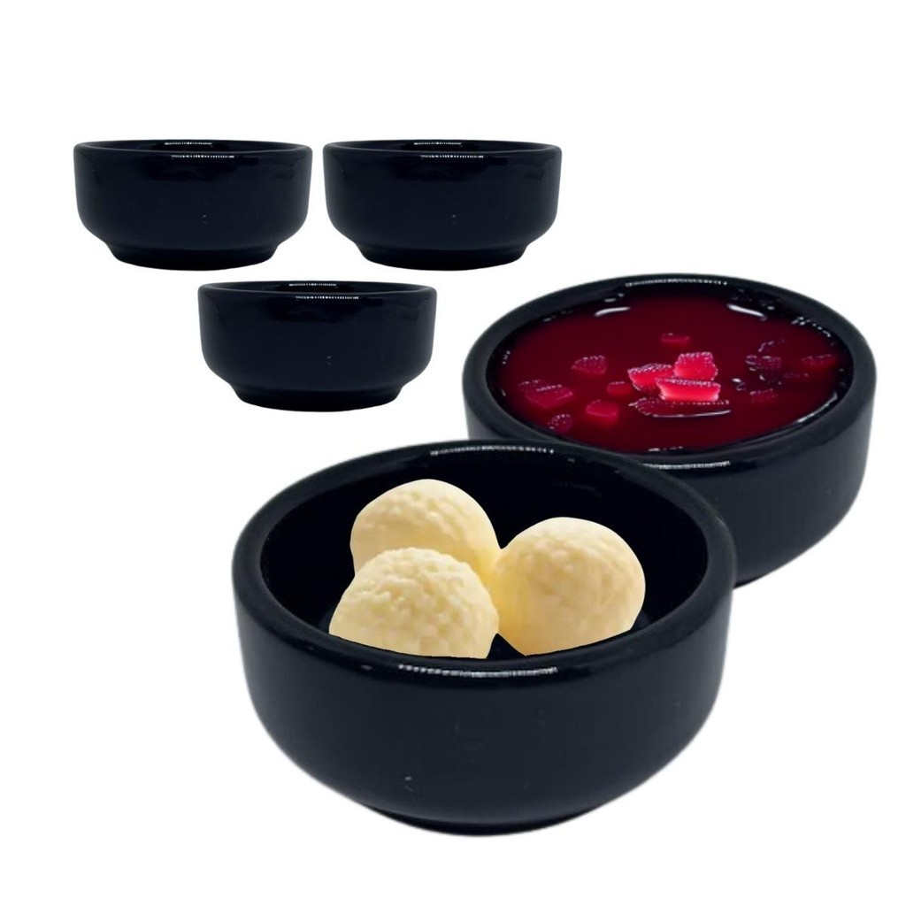 Kit 30 Mini Manteigueira individual para Restaurante porcelana Preta 60mL Porta geléia para hotel