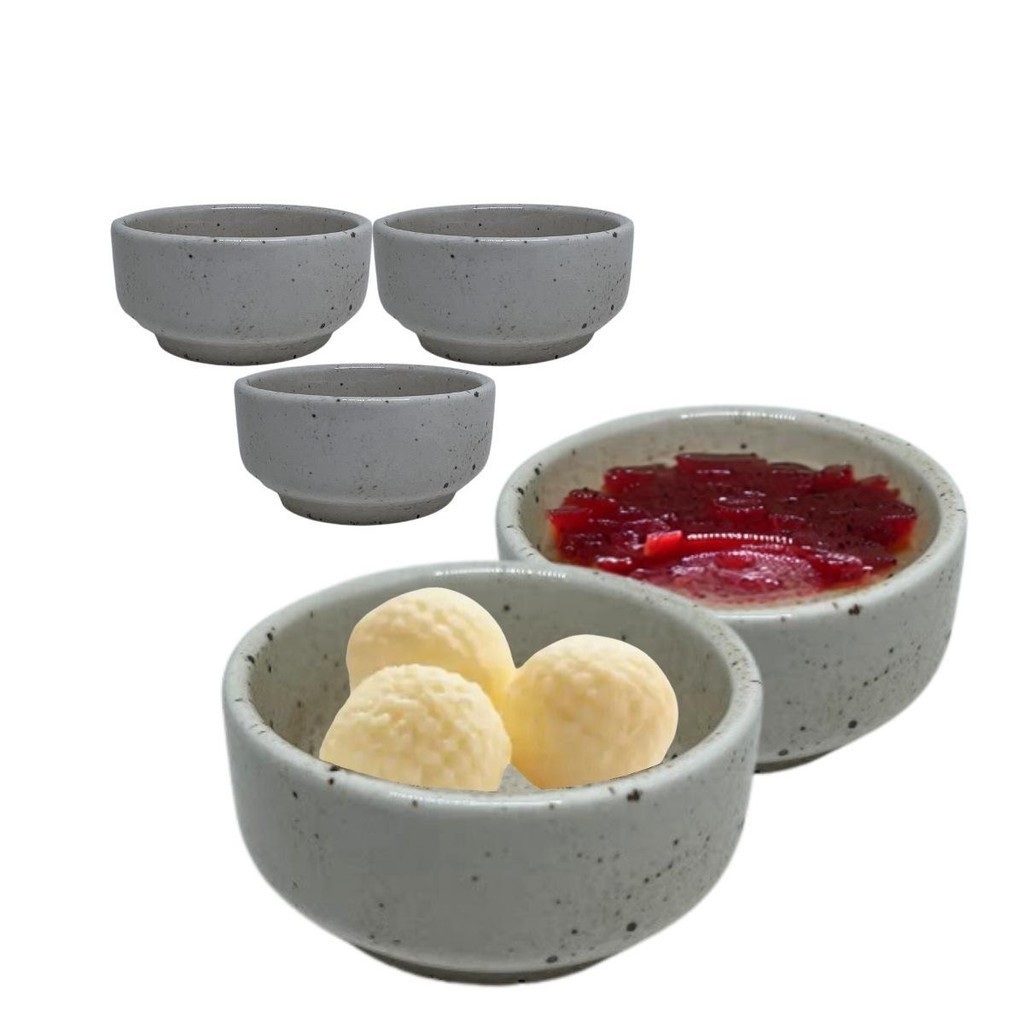 Kit 15 Mini Manteigueira individual para Restaurante porcelana Creme 60mL Porta geléia para hotel