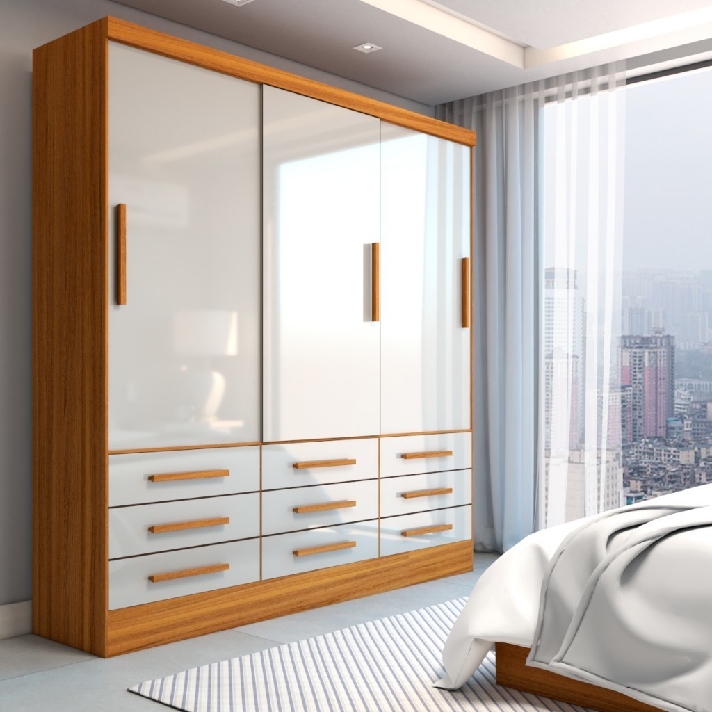 Guarda-Roupa Casal Ferrara 3 Portas 9 Gavetas em Oferta na Shopee