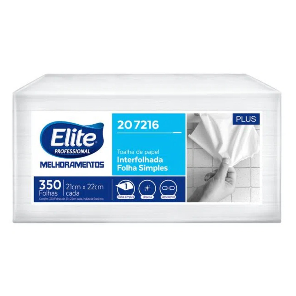 TOALHA INTERFOLHA PLUS FOLHA SIMPLES 350 FOLHAS - ELITE